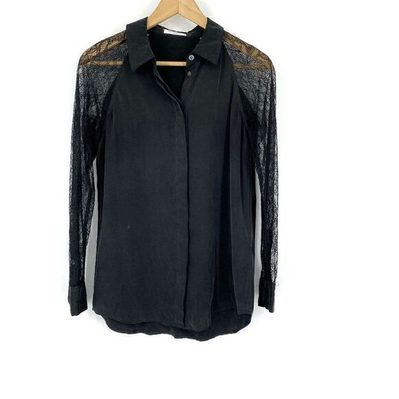 Equipment Femme Top Silk Lace Button - Picture 1 of 8